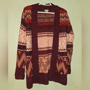 Mossimo Supply Co. Brown and Red Patterned Cardigan